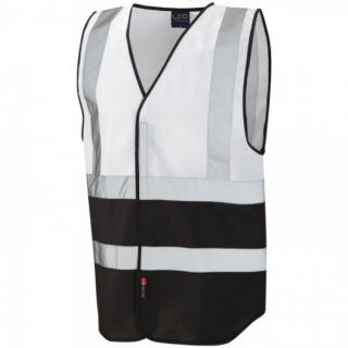 Leo Workwear W05-WH/BK Pilton Hi Viz Two Tone Vest White / Black
