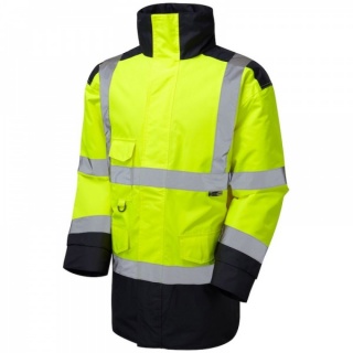 Leo Workwear A01-Y/NV Tawstock Hi Vis Jacket Yellow / Navy