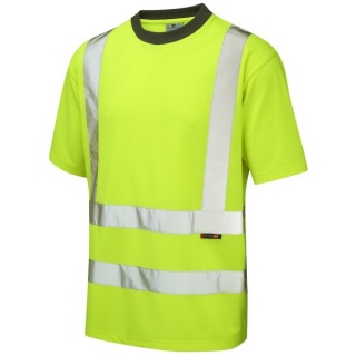 Leo Workwear T02-Y Braunton EcoViz Coolviz Hi Vis T-Shirt Yellow