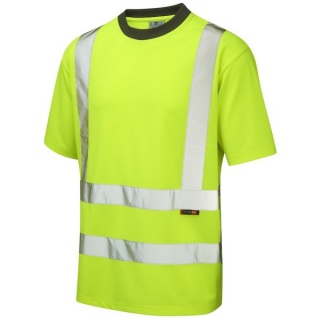 Leo Workwear T02-Y Braunton ISO 20471 Class 2 Coolviz EcoVizRP T-Shirt Yellow