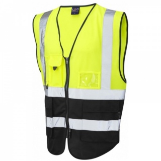 Leo Workwear W11-Y/BK Lynton Hi Vis Superior Vest Yellow / Black