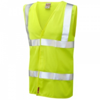 Leo Workwear W08-Y Milford Hi Vis Limited Flame Spread Waistcoat Yellow