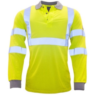 Portwest FR77 Flame Resistant Anti Static Hi Vis Long Sleeve Polo Shirt 210g