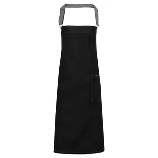 Premier PR136 Division Waxed-Look Denim Bib Apron With Faux Leather 350gsm