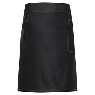 Premier PR136 Division Waxed-Look Denim Bib Apron With Faux Leather 350gsm