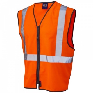 Leo Workwear W15-O Eggesford Railway Vest Zipped Orange