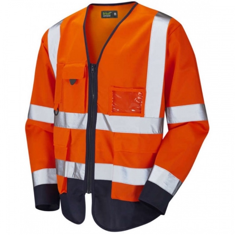 Urban54 Hi Vis Class 3 Superior Sleeved Vest Orange / Navy